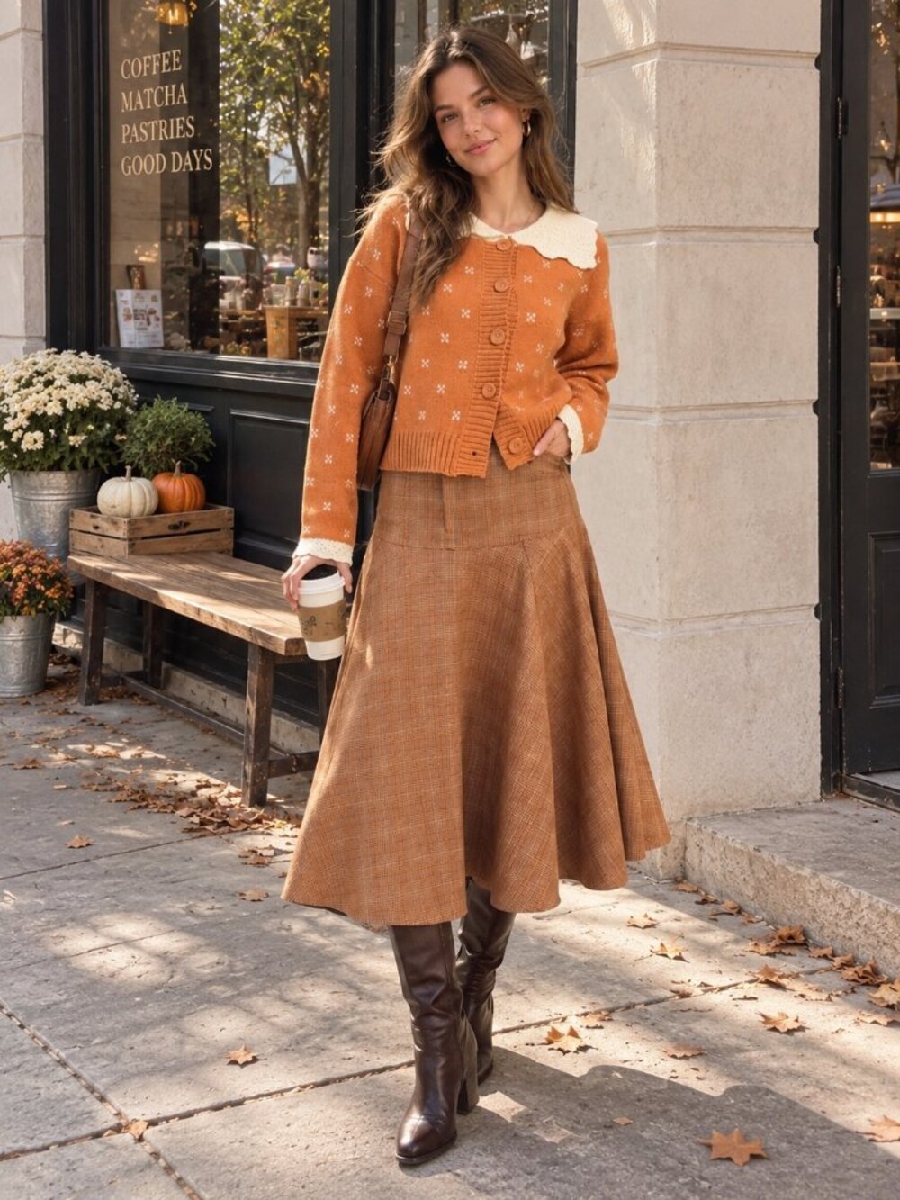 Jacquie The Label Georgia Cottage Winter Sweater Cardigan Pumpkin Small NWT